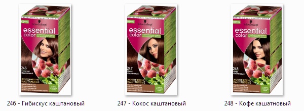 Палитра Экзотических каштановых Шварцкопф Эссеншал Колор